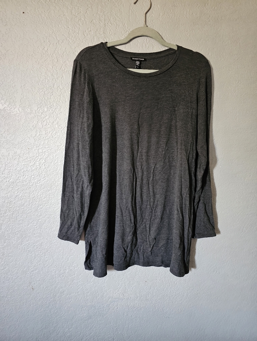Eileen Fisher Dark Gray Long-Sleeve Tunic Top